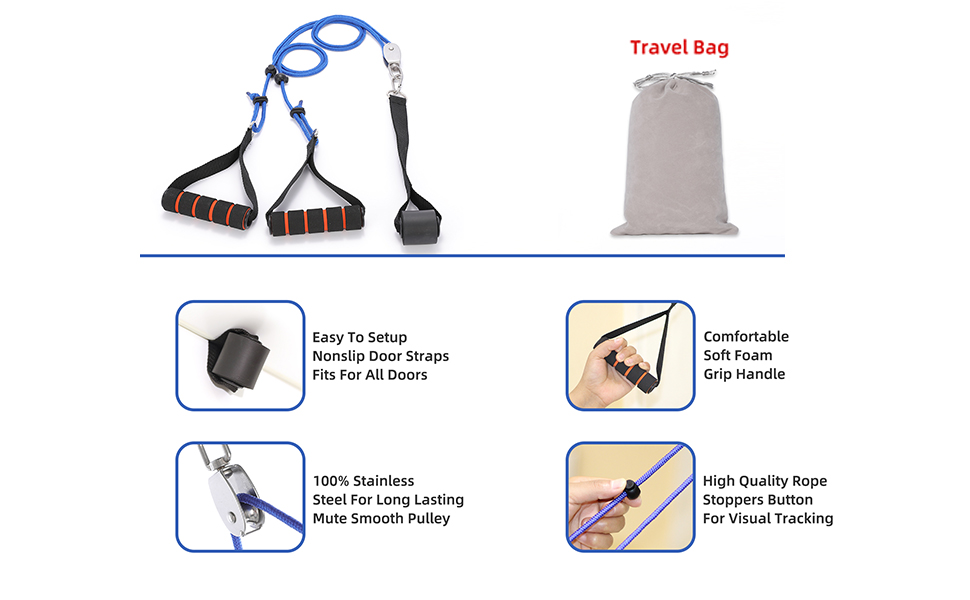 shoulder pulley system with travel bag
