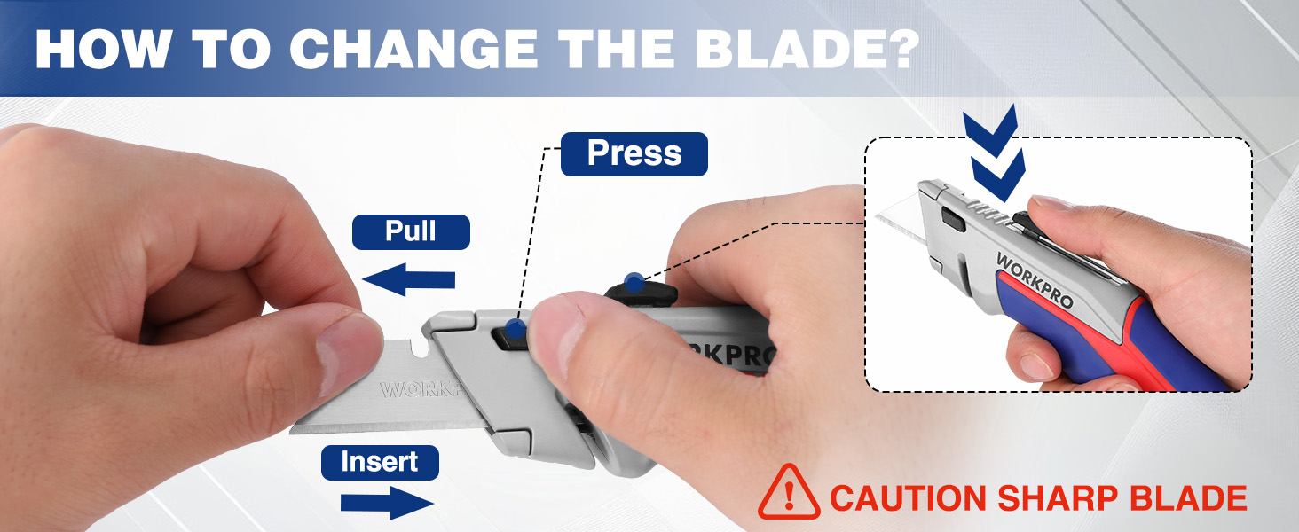 WORKPRO Retractable Utility Knife Set, 2pack QuickChange Box Cutter