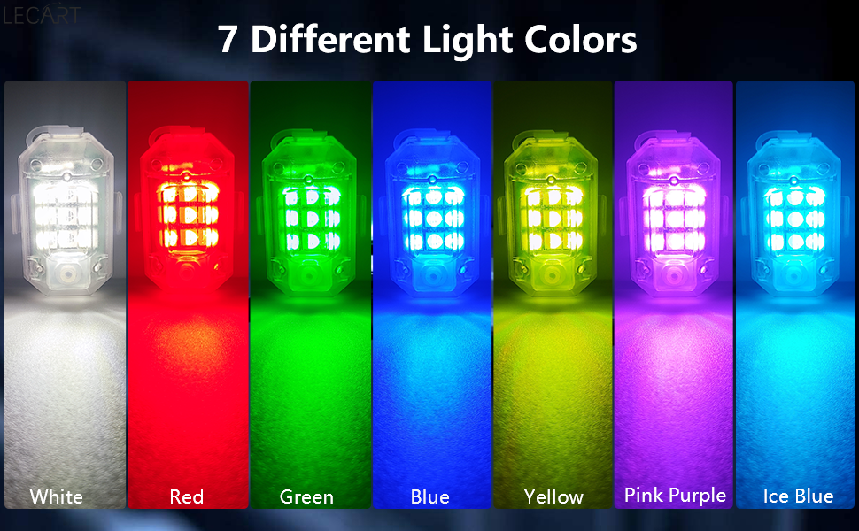 LECART Led AntiCollision Strobe Lights 7 Colors USB