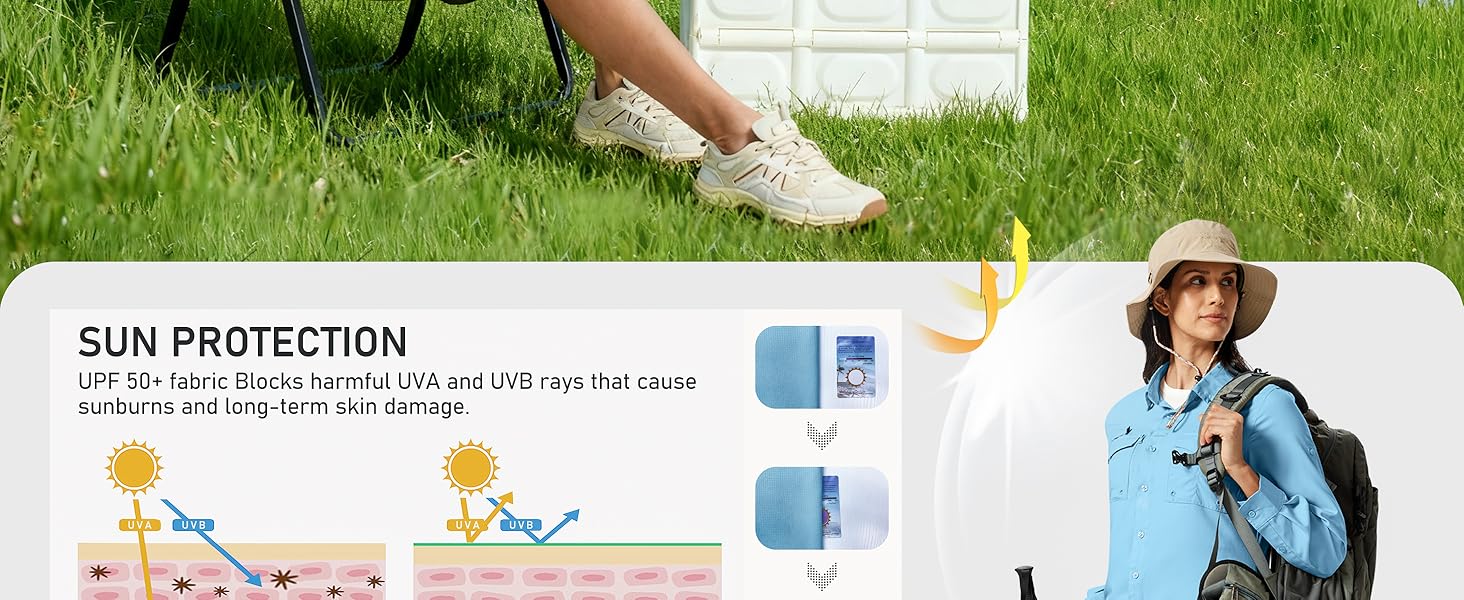 MoFiz Womens UPF 50+ UV Sun Protection Safari Shirts