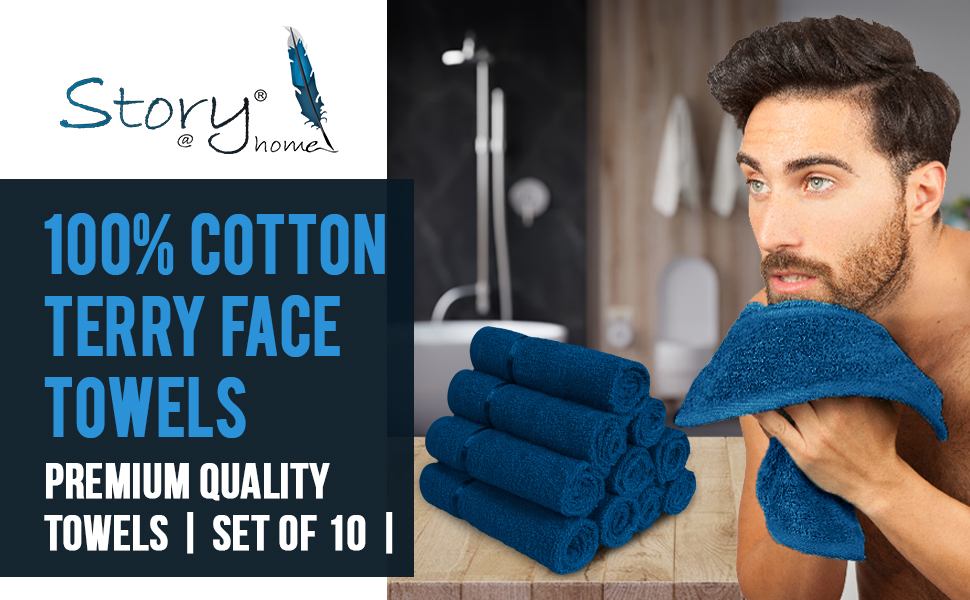 Story@Home Combo of 100% Cotton Face Towel Set, 450 GSM (30 cm X