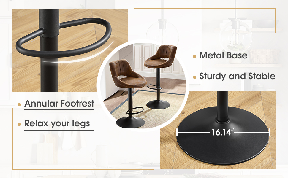 Art Leon Bar Stools Set of 4, Mid Century Modern Retro PU