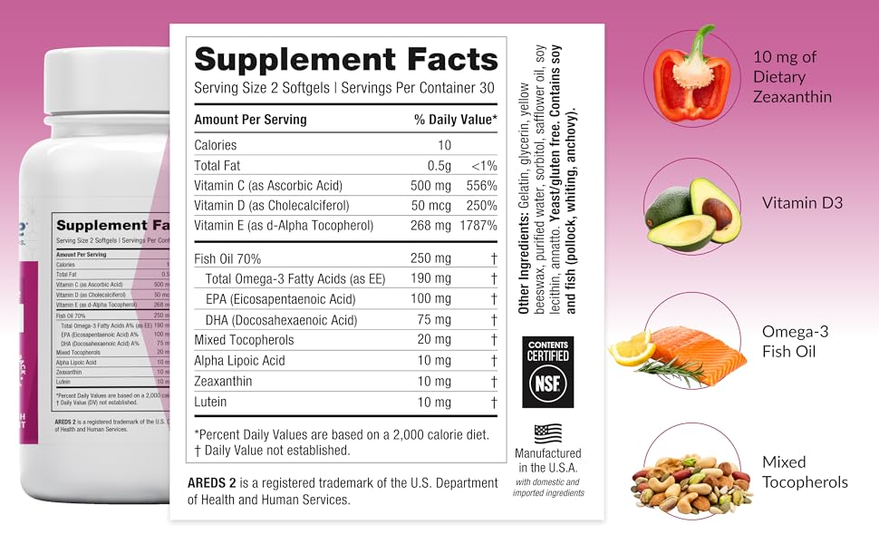 Back of areas 2 zinc free bottle with a zoomed in supplement facts panel