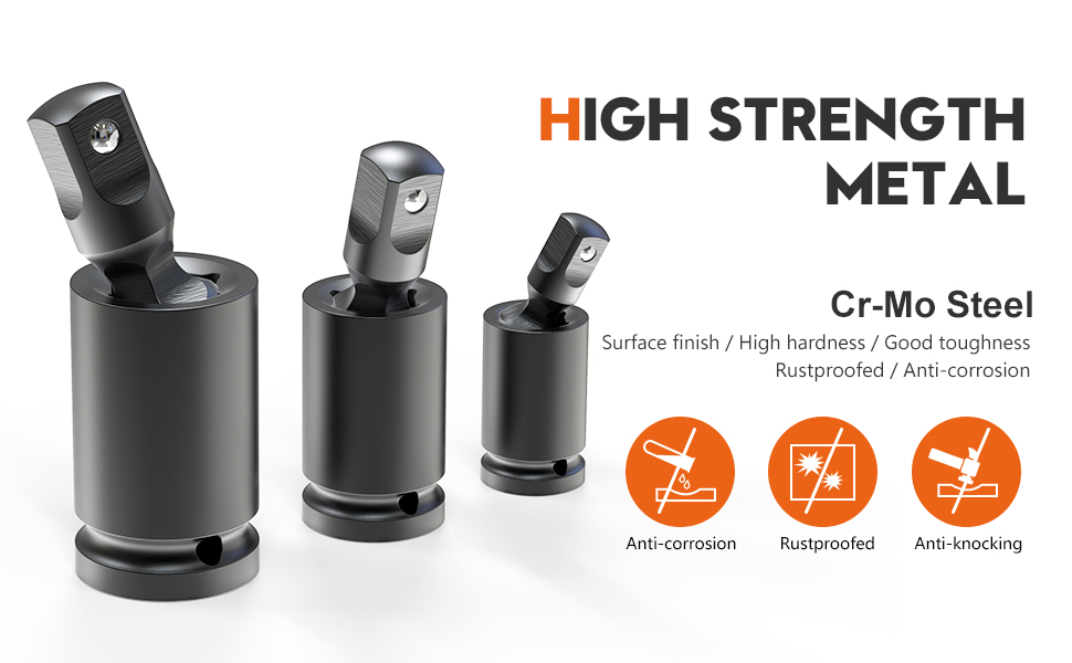 3pcs Impact Universal Joint Socket Adapter Set Ratchet Swivel Socket