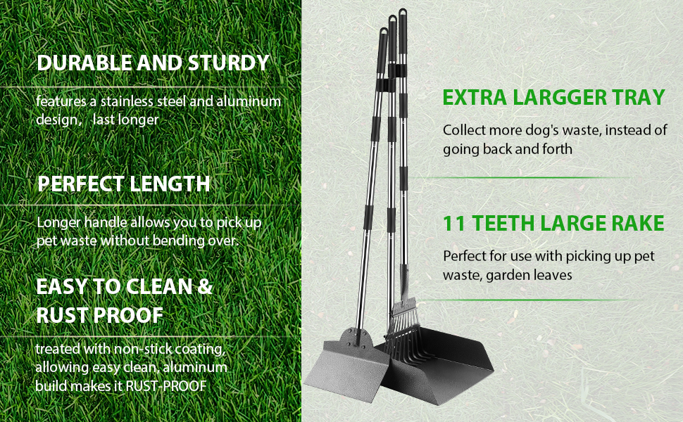 ROIUBPO Pooper Scooper, Detachable Long Handle Extra Large