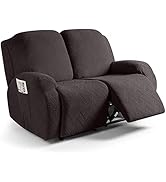 Ruaozz Stretch Loveseat Recliner Covers 2-Pieces Reclining Couch Cover with Pockets Jacquard Recl...