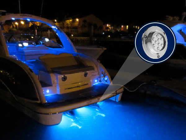 Pactrade Marine 2setsブルーCREE LED Underwater ss316ゴールドハウジングサーフェスマウント Pactrade Marine 2SETS Blue Cree LED Underwater SS316 Gold