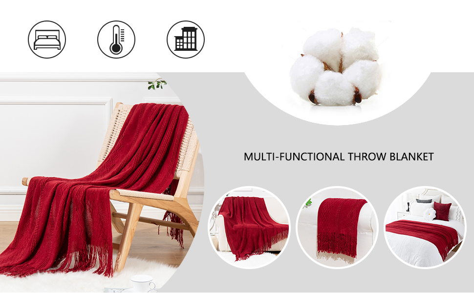 BATTILO HOME Red Throw Blanket for Couch, Lightweight Decorative