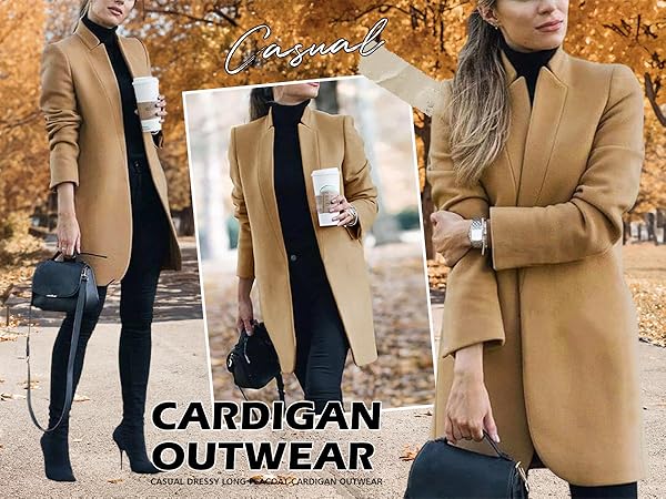 Amazon.com: IDEALSANXUN Wool Coats for Women Long Tweed Blazer