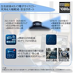 4カメラ ドライブレコーダー フロント + リア + サイドミラー (左右) Amazon.co.jp: ドライブレコーダー ミラー型 4K 【伸縮式カメラ+
