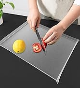 WK Flexible Plastic Cutting Boards Mats with Lip, Foldable Cutting Board for Kitchen Set of 3, Bl...