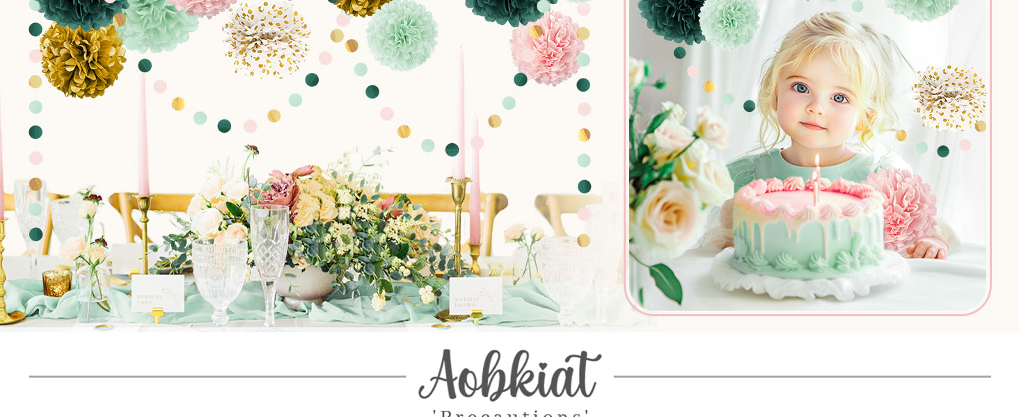 sage green party decoration paper flower garland