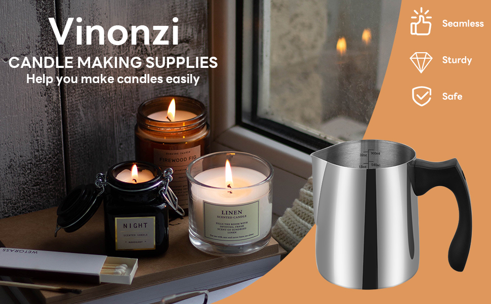 Candle Pouring Pot, 32 oz Wax Melting Pot, 900ml Candle Pouring Pitcher