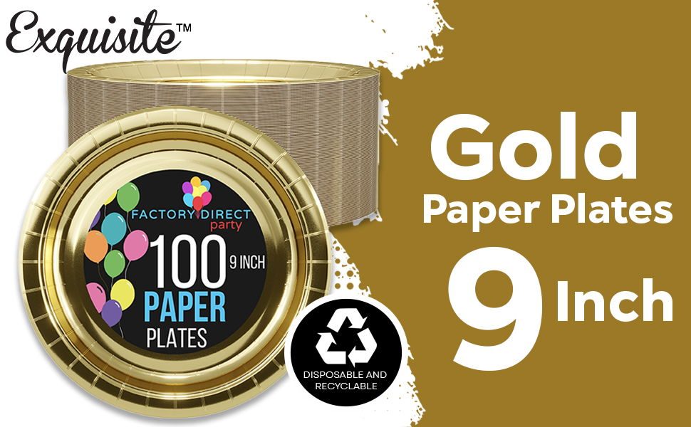 Exquisite Gold Paper Plates 9 Inch 100 Count Gold 9 Inch
