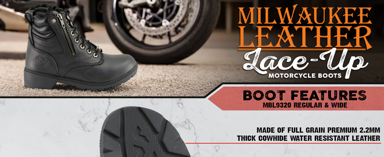 milwaukee leather boots girls woman womens biker motorcycle shoes water proof resistant