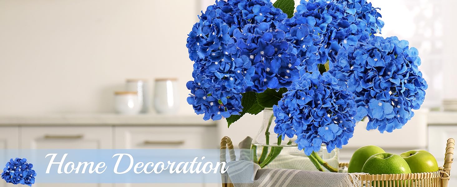 Auihiay 64PCS Royal Blue Hydrangea Artificial Flowers, Silk
