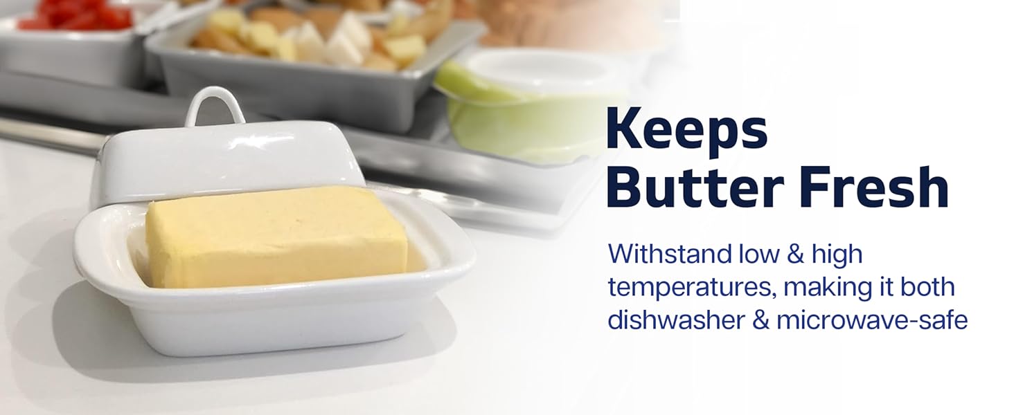 Ceramic Butter Dish with Lid Large White Butter Container for