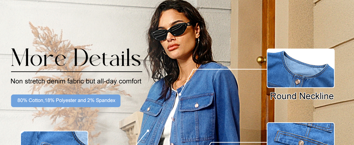 long sleeve denim jacket for women cropped jean jackets button down denim outerwear fall winter