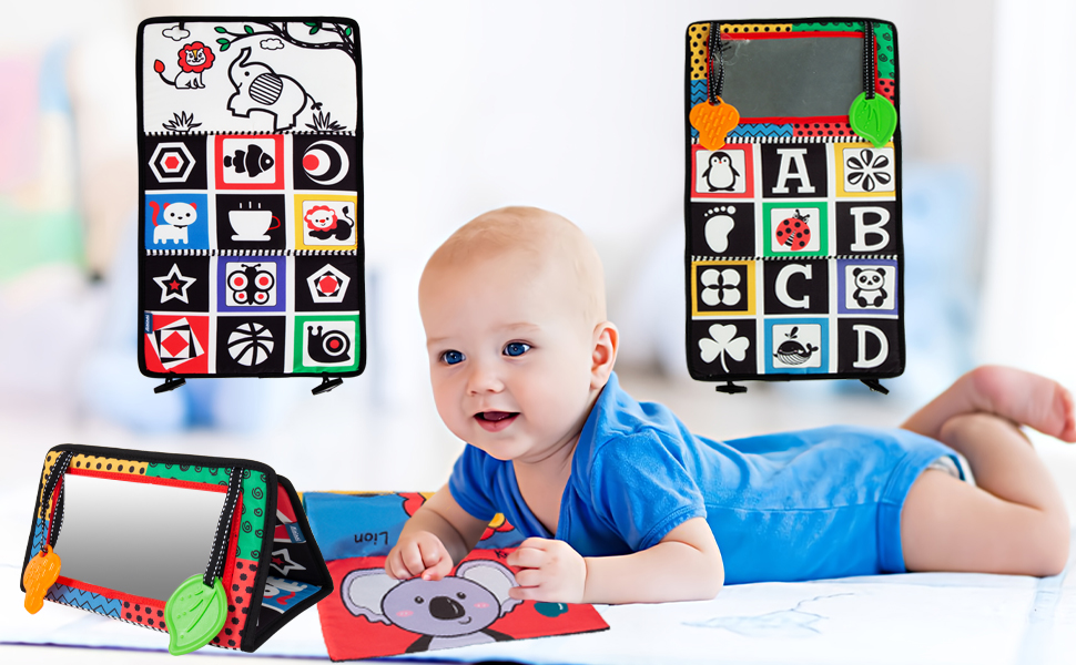 Tummy Time Baby Mirror Toys High Contrast Activity