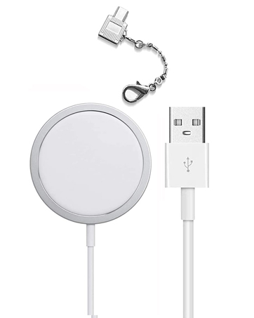 Magsafe充電器と互換性のあるワイヤレス充電器は強力磁石を内蔵、iPhone 12/13シリーズの本体にピッタリとくっつくので位置ずれしない