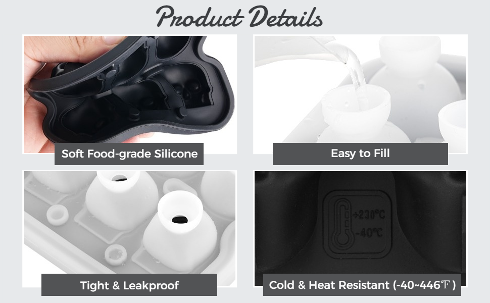 Skull Ice Cube Silicone Mold, 3D Large Skull Ice Cube Mold