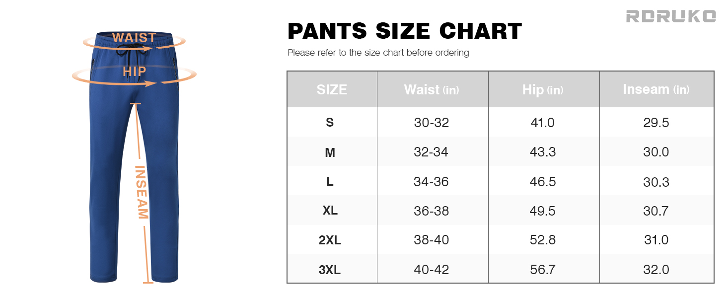 pants size chart