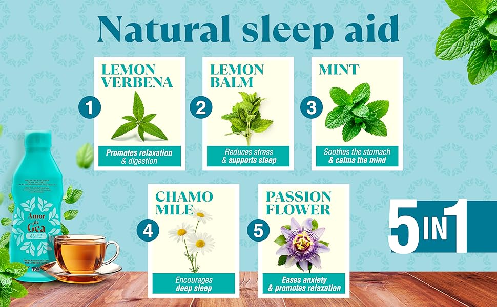 Lemon Verbena Mint Chamomile Passion Flower Lemon Balm Calming tea deep sleep