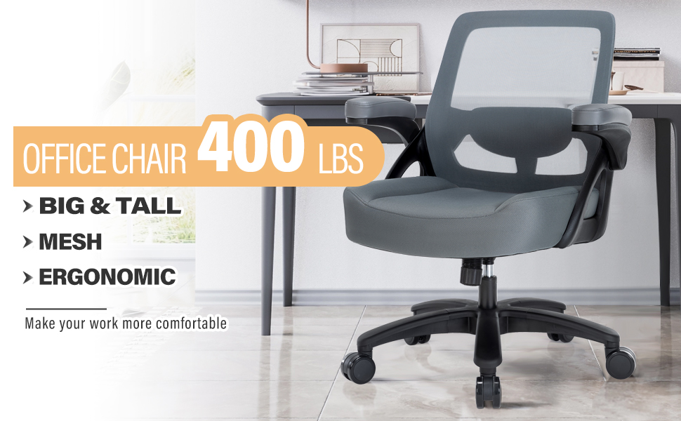 Big and Tall Office Chair 400lb Mesh Ergonomic Heavy Duty
