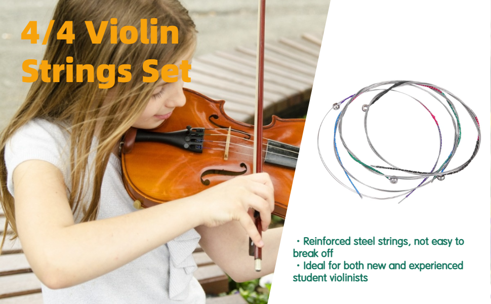 4/4 Violin Strings Set, Solid Steel Core Universal Full
