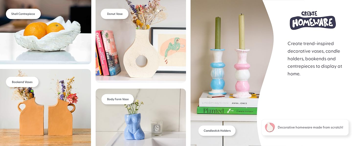 trend inspired decorative vases candle holders bookends and centrepieces with sculpd pottery kit