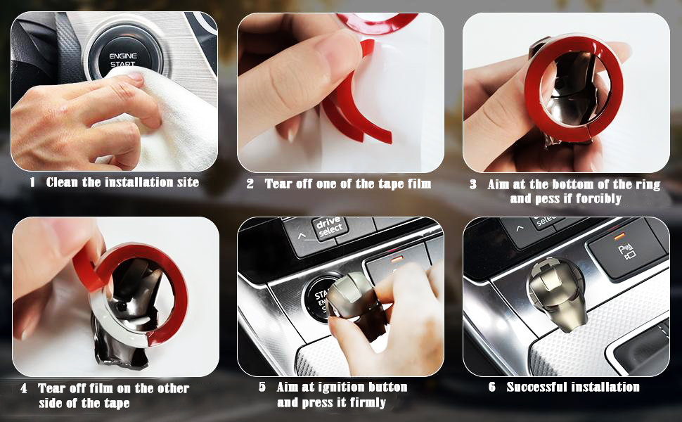 Qirc Car Start Button Cover Alloy Iron Man Ignition Cover Car Engine