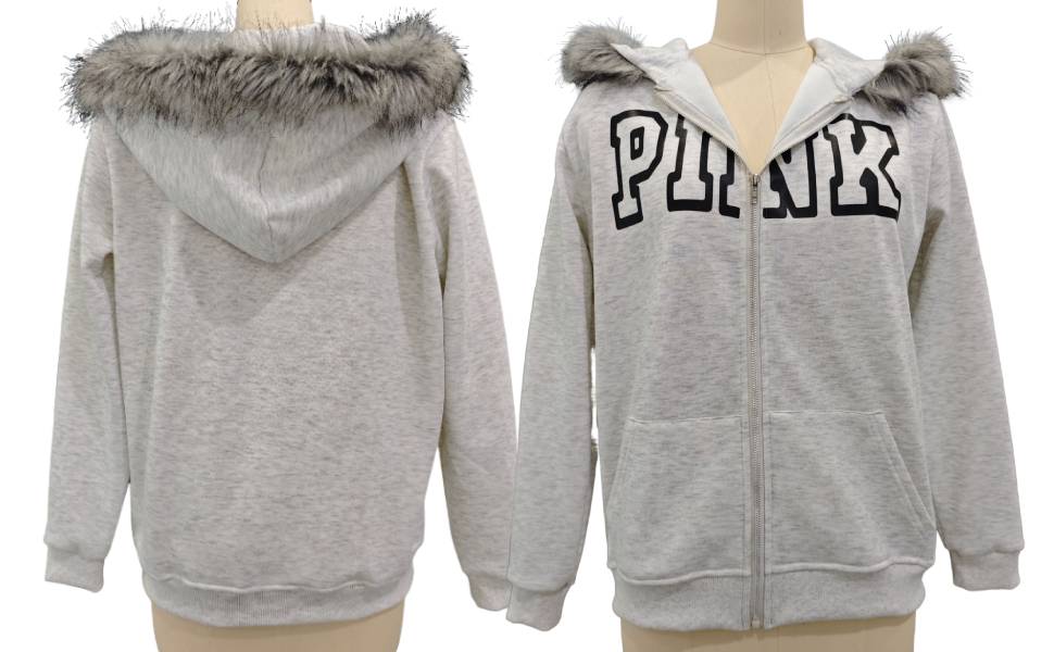 OANTGM Y2k Zip Up Hoodie Fur Jackets Emo Grunge Crop Winter