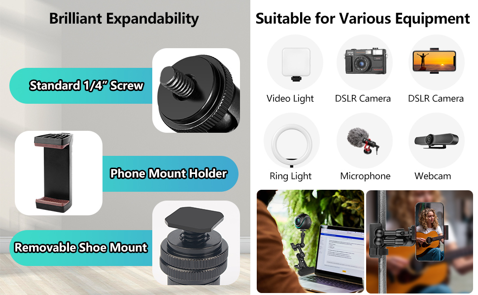 JEBUTU Super Clamp Camera Clamp Mount 5.5 Inches Magic Arm