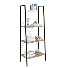 WOLTU Scaffale A Scala Libreria Portaoggetti In Legno Acciaio Con 4 Ripiani Nero+faggio 15 1