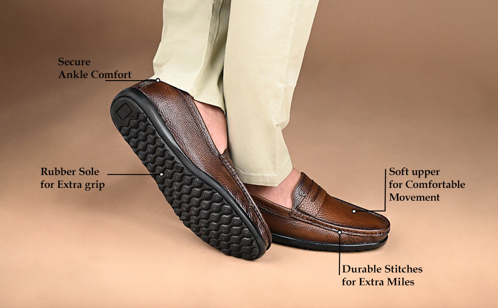 Elegant Slip-On Shoes – Crafted from Premium Leather with Lightweight Rubber Sole