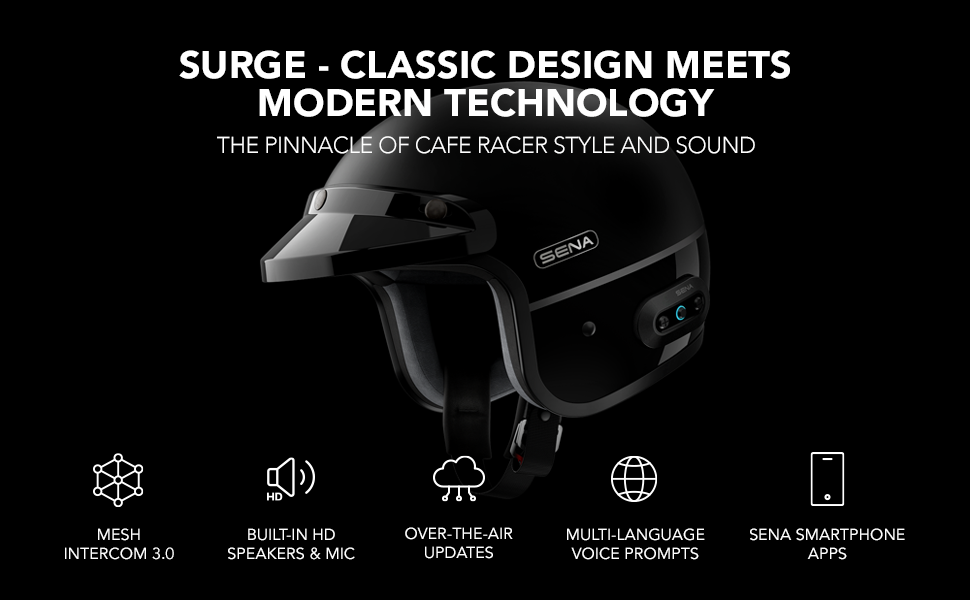 SENA❤︎ Amazon.com: Sena Surge Mesh Intercom Enabled Open Face Smart
