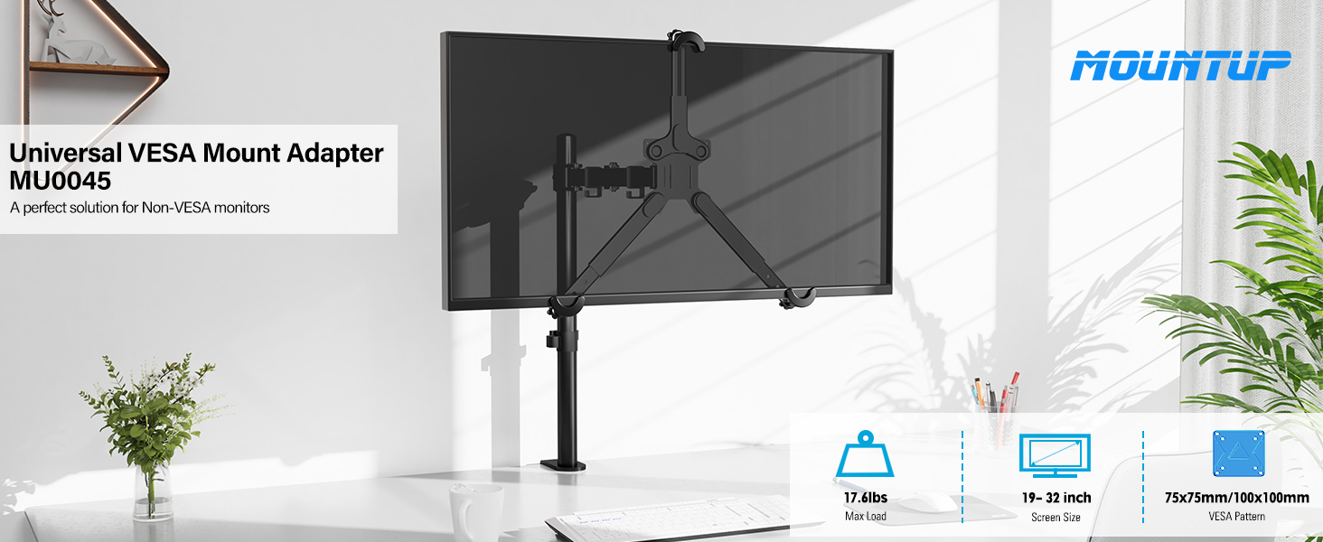 MOUNTUP Universal VESA Mount Adapter Kit, NonVESA Monitor Mounting