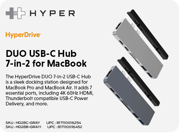 Amazon.com: HyperDrive USB C Hub, Mac Type-C Dual Hub