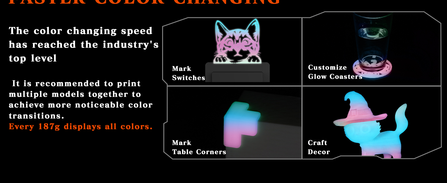 glow in the dark filament,glow in the dark pla filament,rainbow pla,rainbow filament