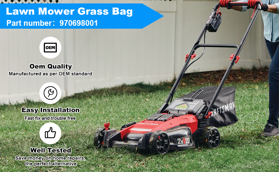 RO6G 970698001 Lawnmower Grass Bag for Ryobi 20" 40V