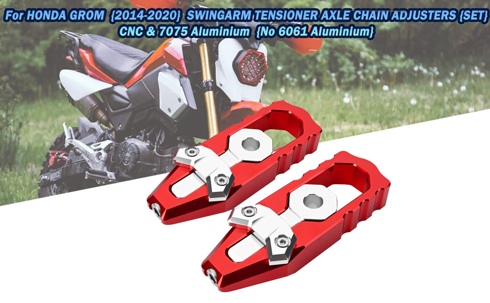 Canitu Chain Axle Adjuster Kit for Honda Grom's 20142021, CNC Billet Aluminum