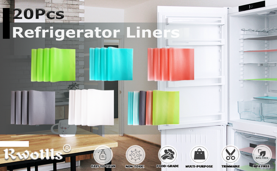 Rwotlls 10Pcs Refrigerator Liners, Washable Fridge Liner