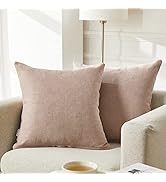 Top Finel Pack of 2 Decorative Soft Chenille Throw Pillow Cover Large Camel Pillow Cover Solid Eu...