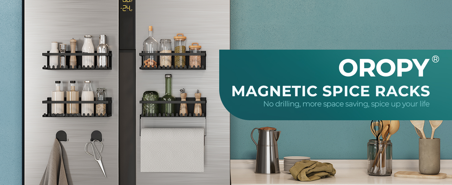 OROPY 2 Pack Spice Racks with Paper Towel Holder, Metal Spice