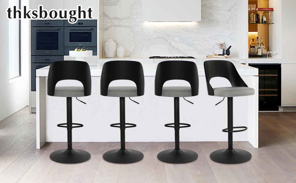 thksbought Set of 2 Adjustable Bar Stools Tall Upholstered