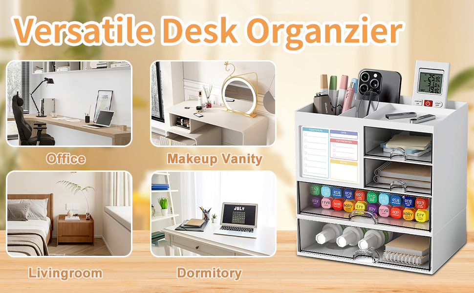 ROLIZOE 4 Tier Small Desk Organizer with Drawers,Office Organizers and ...