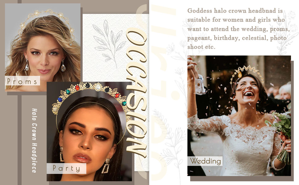 Halo Crown Headpiece Butterfly Crystal Headband Gold Goddesss Tiara Bridal Flower Hair rhinestone