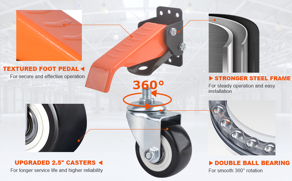 Ronlap Workbench Casters Kit 660 Lbs Capacity, 2.5" Heavy Duty
