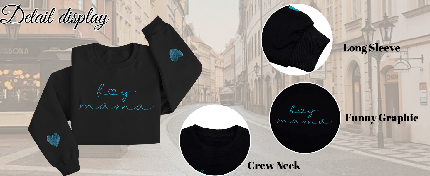 oversized mama crewneck sweatshirts boy mama embroidered shirts girl mom sweatshirts momma tops