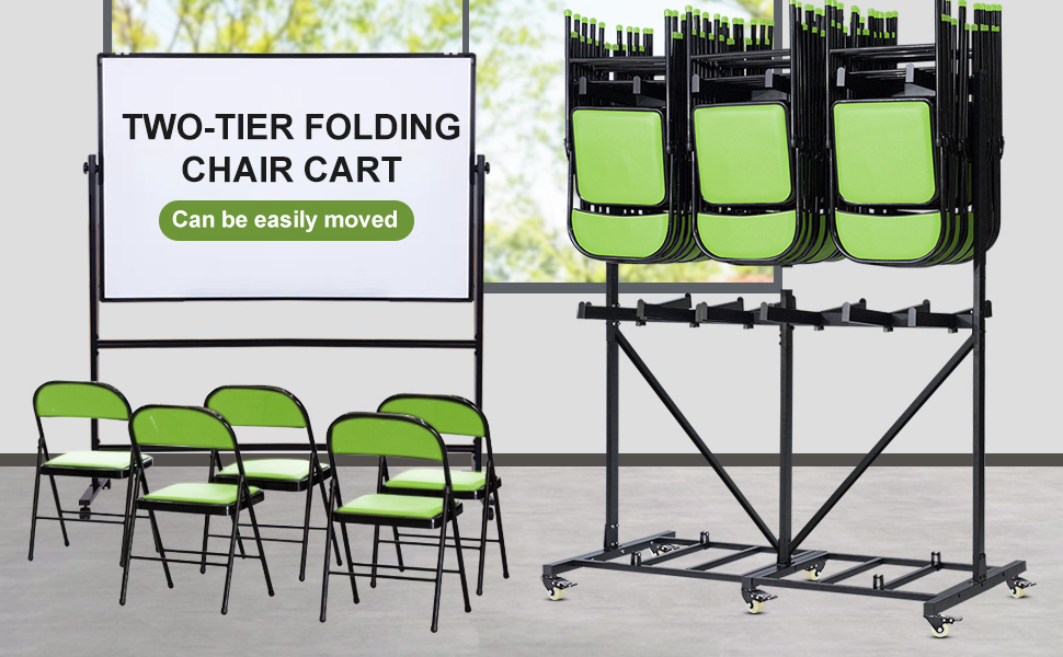 Graplans Folding Chair Rack, Folding Table and Chair Cart